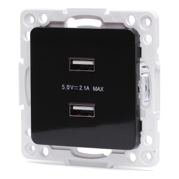 Aigostar - USB napájecí zásuvka bez rámečku 2x USB-A černá