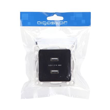 Aigostar - USB napájecí zásuvka bez rámečku 2x USB-A černá
