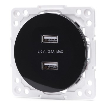Aigostar - USB napájecí zásuvka bez rámečku 2x USB-A černá
