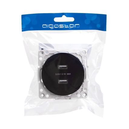 Aigostar - USB napájecí zásuvka bez rámečku 2x USB-A černá