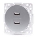 Aigostar - USB napájecí zásuvka bez rámečku 2x USB-A stříbrná