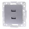 Aigostar - USB napájecí zásuvka bez rámečku 2x USB-A stříbrná