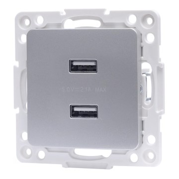 Aigostar - USB napájecí zásuvka bez rámečku 2x USB-A stříbrná