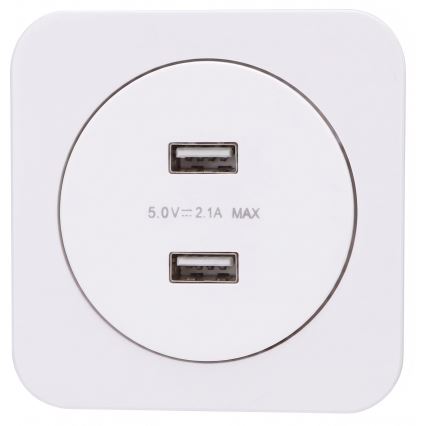 Aigostar - USB napájecí zásuvka s rámečkem 2x USB-A bílá
