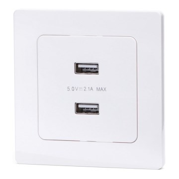Aigostar - USB napájecí zásuvka s rámečkem 2x USB-A bílá
