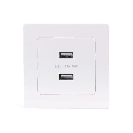 Aigostar - USB napájecí zásuvka s rámečkem 2x USB-A bílá