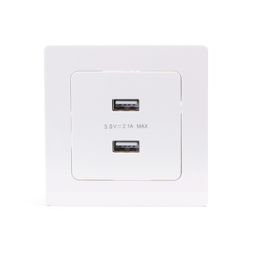 Aigostar - USB napájecí zásuvka s rámečkem 2x USB-A bílá