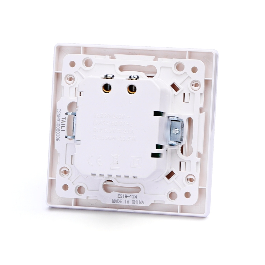 Aigostar - USB napájecí zásuvka s rámečkem 2x USB-A bílá