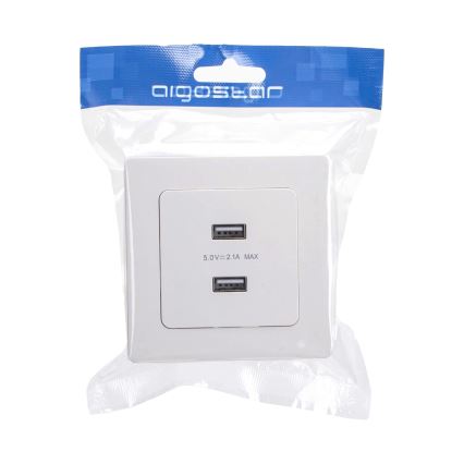 Aigostar - USB napájecí zásuvka s rámečkem 2x USB-A bílá