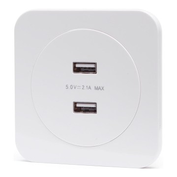 Aigostar - USB napájecí zásuvka s rámečkem 2x USB-A bílá