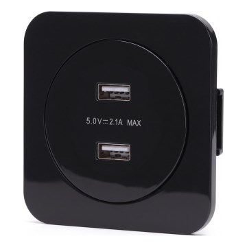 Aigostar - USB napájecí zásuvka s rámečkem 2x USB-A černá