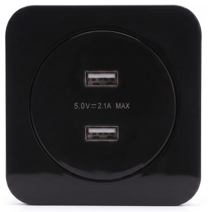 Aigostar - USB napájecí zásuvka s rámečkem 2x USB-A černá