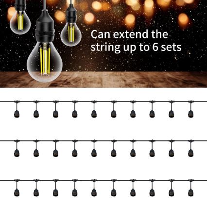 Aigostar - Venkovní dekorační řetěz 6,5m 10xE27/25W/230V IP44