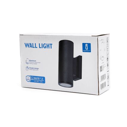 Aigostar - Venkovní nástěnné svítidlo 2xGU10/35W/230V černá IP65 kulatý