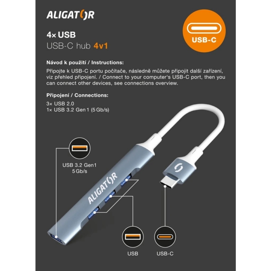 Aligator AHUB002 - USB-C hub 4v1