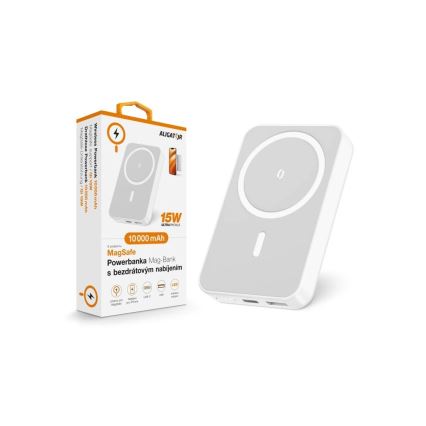 Aligator AMS04WT - Power Bank s bezdrátovým nabíjením Qi a MagSafe 10000 mAh 15W Power Delivery černá