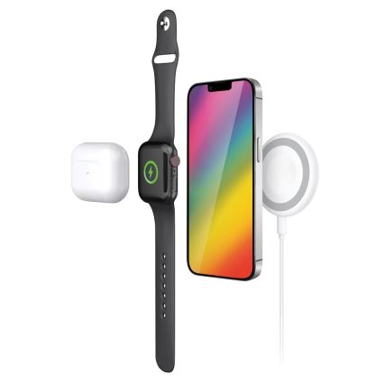 Aligator AMS08WT - Bezdrátová nabíječka MagSafe 3v1 15W bílá