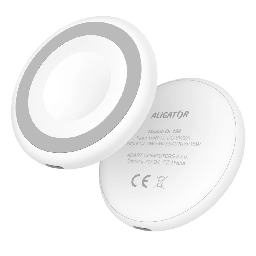 Aligator AMS08WT - Bezdrátová nabíječka MagSafe 3v1 15W bílá
