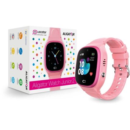 Aligator AW11PK - Chytré hodinky Watch Junior 2 450 mAh IP67 Wi-Fi růžová