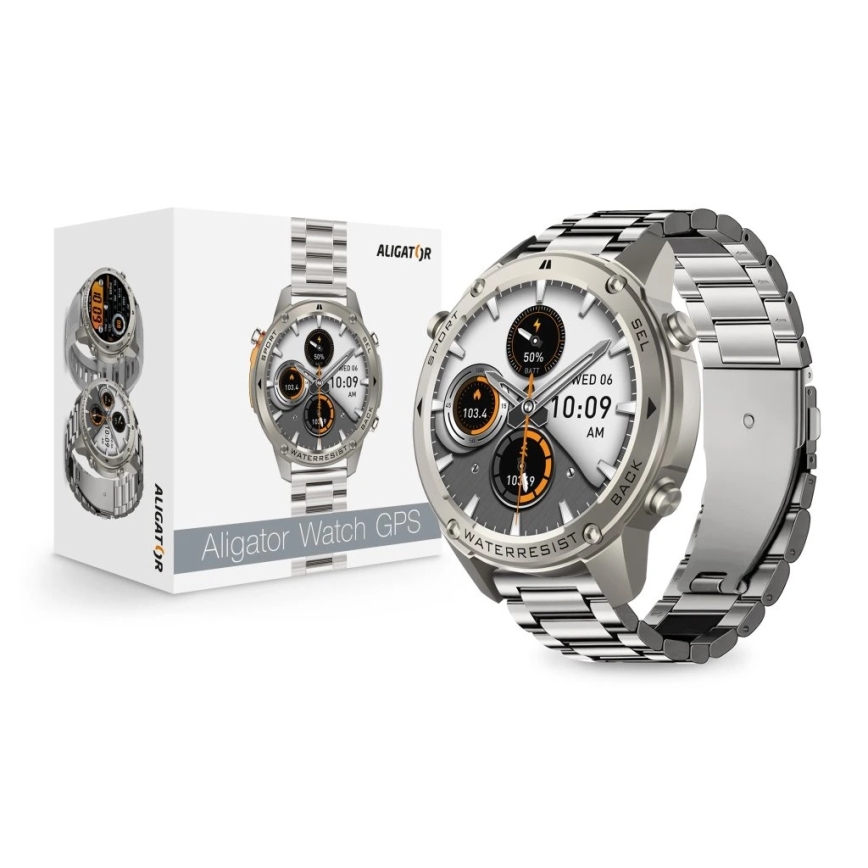 Aligator AW12SR - Chytré hodinky Watch GPS 500 mAh IP69K stříbrná