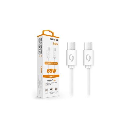 Aligator DATKP49 - USB kabel USB-C / USB-C 65W Power Delivery 1,5m bílá