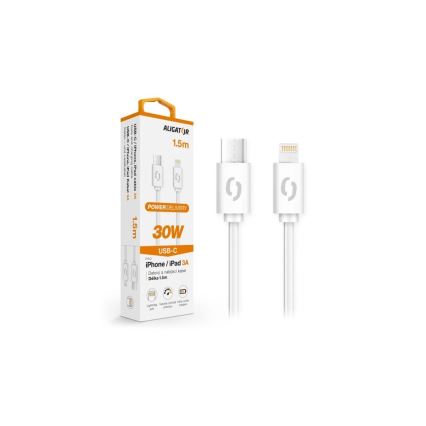 Aligator DATKP51 - USB kabel USB-C / Lightning 30W Power Delivery 1,5m bílá