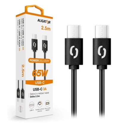 Aligator DATKP58 - USB kabel USB-C / USB-C 65W Power Delivery 2,5m černá