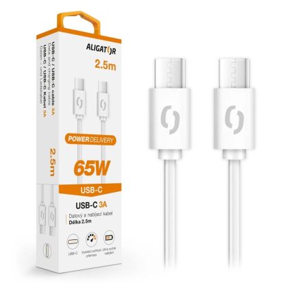 Aligator DATKP59 - USB kabel USB-C / USB-C 65W Power Delivery 2,5m bílá