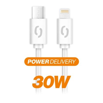 Aligator DATKP61 - USB kabel USB-C / Lightning 30W Power Delivery 2,5m bílá