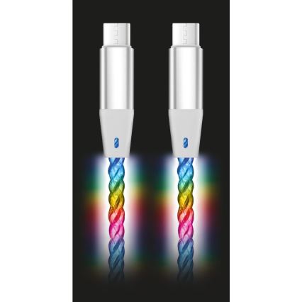 Aligator DATKP62 - USB kabel USB-C / USB-C s LED podsvícením 65W Power Delivery 1,2m