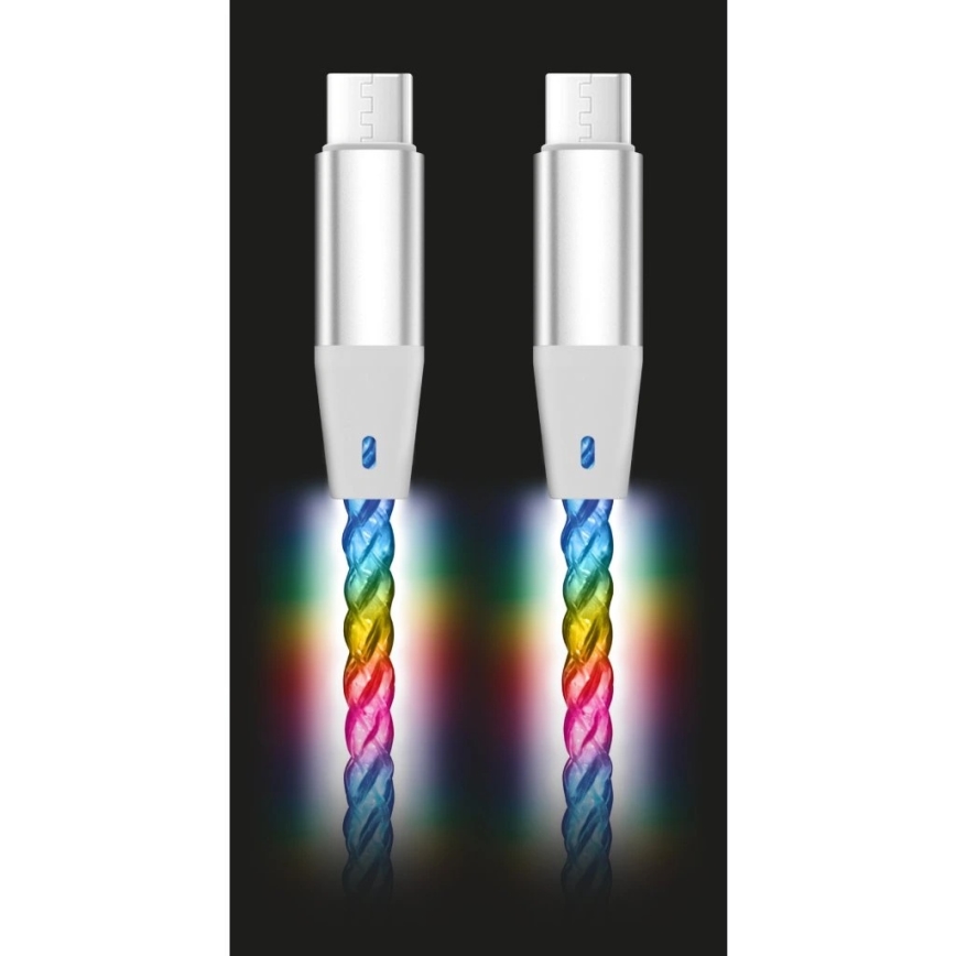 Aligator DATKP62 - USB kabel USB-C / USB-C s LED podsvícením 65W Power Delivery 1,2m