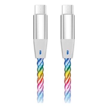 Aligator DATKP62 - USB kabel USB-C / USB-C s LED podsvícením 65W Power Delivery 1,2m