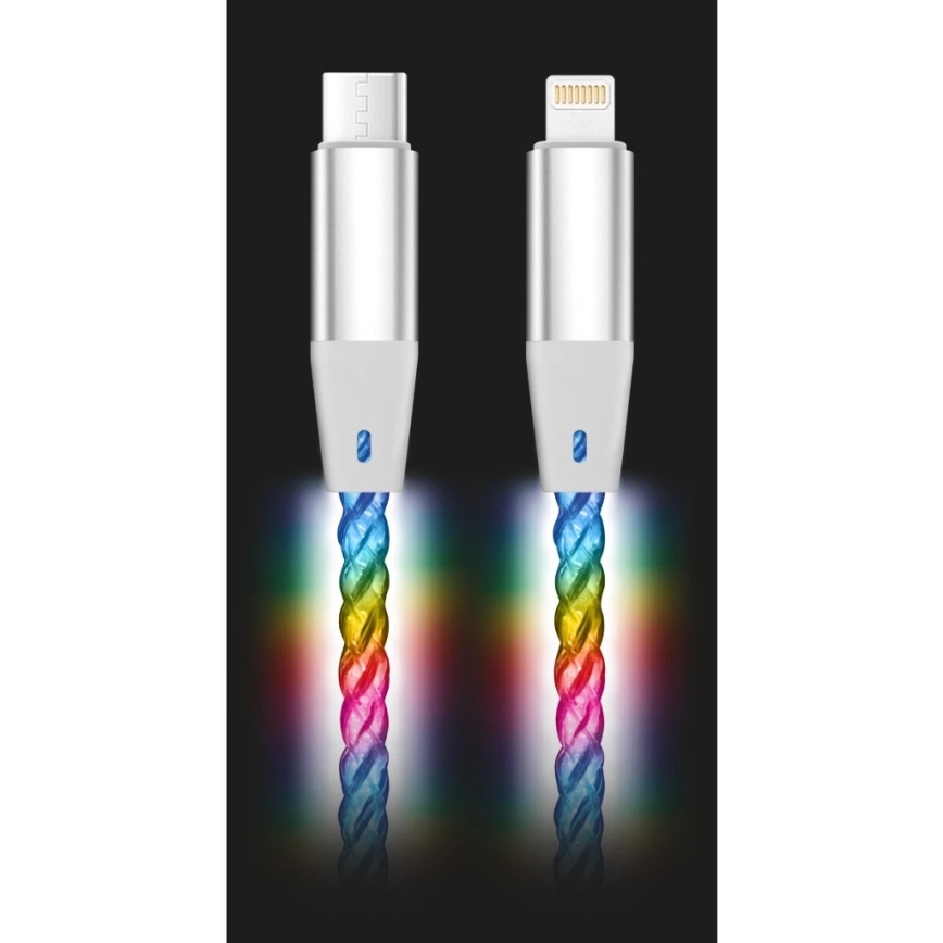 Aligator DATKP63 - USB kabel USB-C / Lightning s LED podsvícením 30W Power Delivery 1,2m