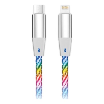 Aligator DATKP63 - USB kabel USB-C / Lightning s LED podsvícením 30W Power Delivery 1,2m