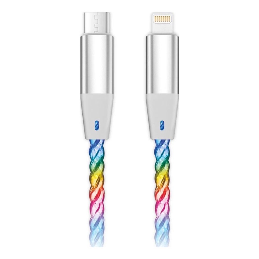 Aligator DATKP63 - USB kabel USB-C / Lightning s LED podsvícením 30W Power Delivery 1,2m