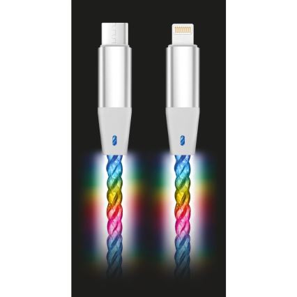 Aligator DATKP65 - USB kabel USB-C / Lightning s LED podsvícením 30W Power Delivery 0,5m