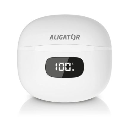 Aligator TWS08WT - Bezdrátová sluchátka s ANC 200 mAh + 2x 30 mAh IP40 bílá