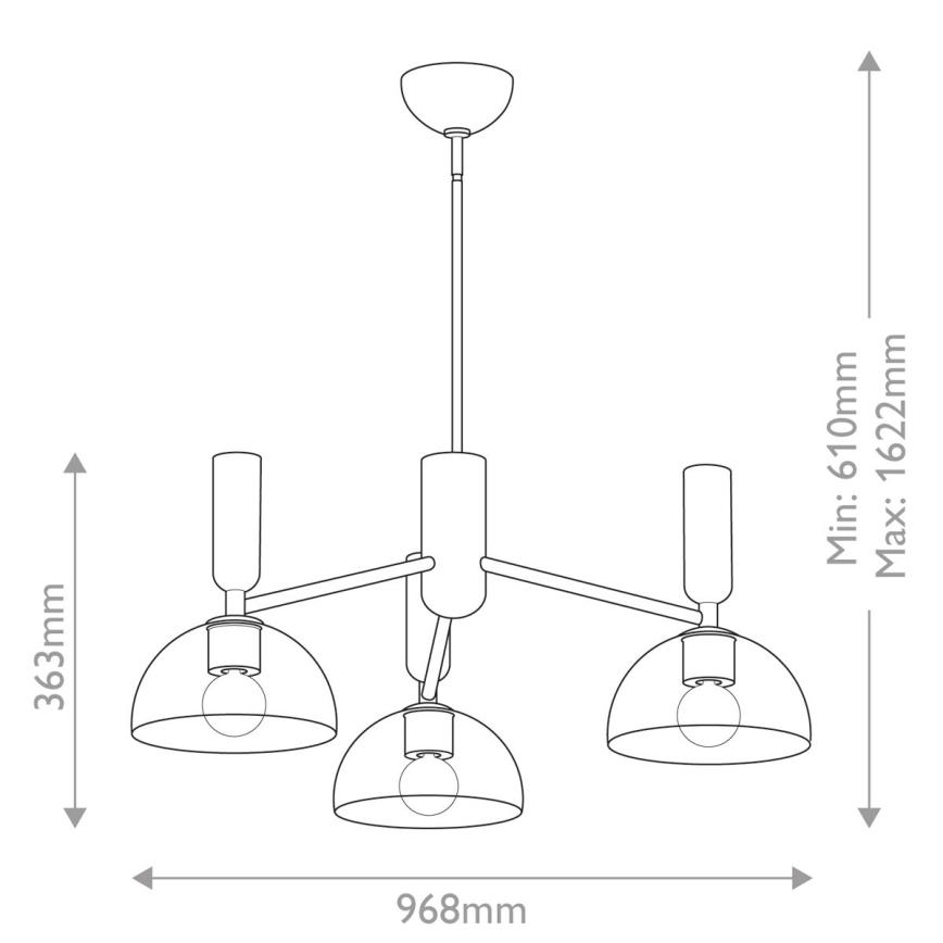 Alora Mood - Lustr na tyči JUDE 3xE27/60W/230V černá