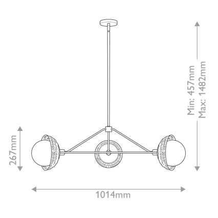 Alora Mood - Lustr na tyči PERTH 3xE14/40W/230V zlatá