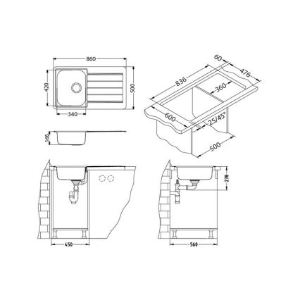 ALVEUS 1065560 - Kuchyňský dřez LINE 86x50 cm nerez/satin