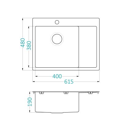 ALVEUS 1124383 - Kuchyňský dřez QUARTO 61,5x48 cm satin