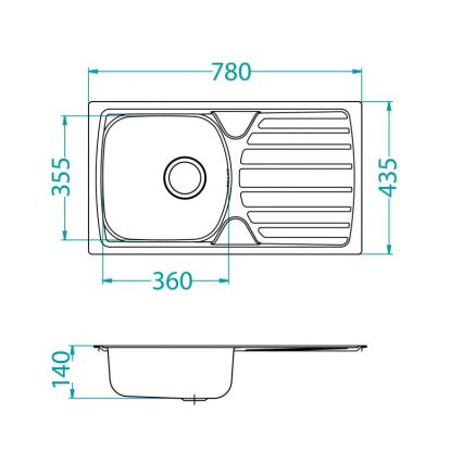 ALVEUS 1136539 - Kuchyňský dřez BASIC 78x43,5 cm nerez/satin, velká výpusť