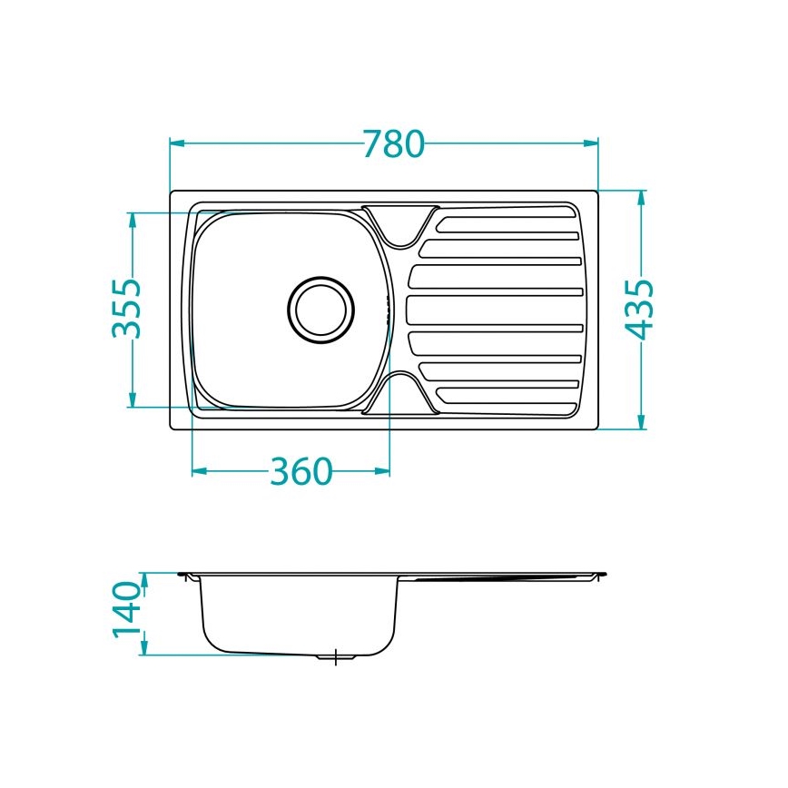 ALVEUS 1136539 - Kuchyňský dřez BASIC 78x43,5 cm nerez/satin, velká výpusť
