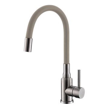 ALVEUS 1144429 - Dřezová baterie s flexibilním ramínkem MINTAS 34 cm kartáčovaná ocel/béžová