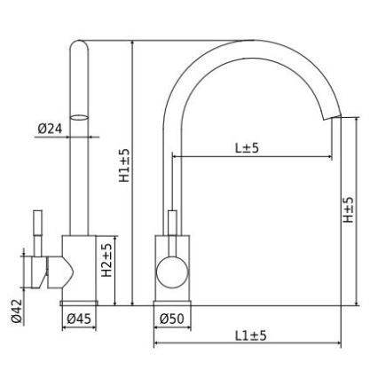 ALVEUS ES3508A - Dřezová baterie VIOLA 36,7 cm nerez