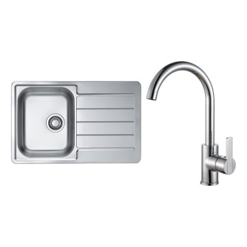 ALVEUS SET0026 - Kuchyňský dřez LINE 79x50 cm + dřezová baterie TONIA 29,5 cm satin/lesklý chrom