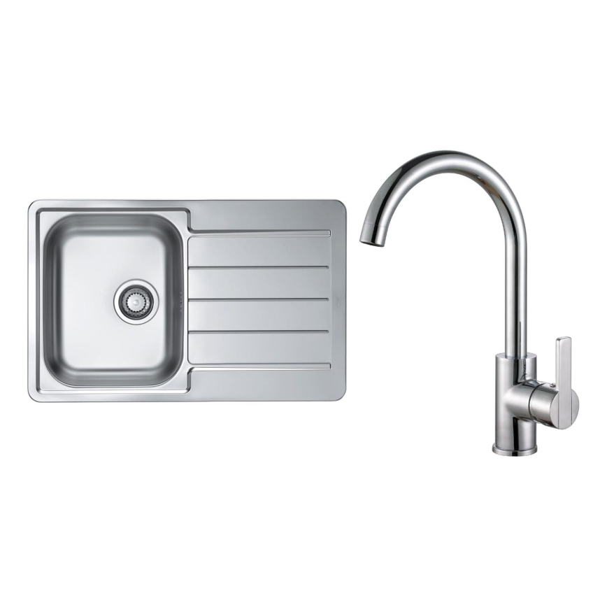 ALVEUS SET0026 - Kuchyňský dřez LINE 79x50 cm + dřezová baterie TONIA 29,5 cm satin/lesklý chrom