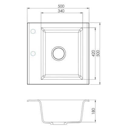 ALVEUS SETA23193 - Kuchyňský dřez ATROX 50x50 cm + dřezová baterie s flexibilním ramínkem MINTAS 34 cm granit/matná černá