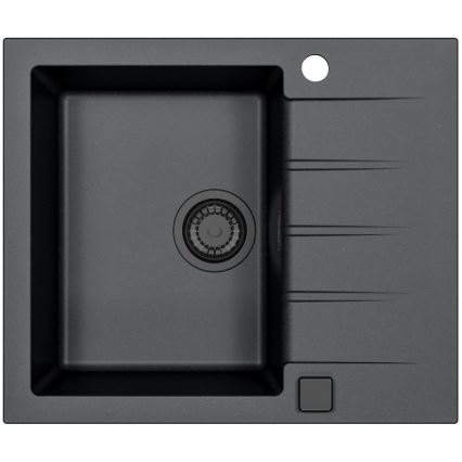 ALVEUS SETA23230 - Kuchyňský dřez CADIT 59x50 cm + dřezová baterie s flexibilním ramínkem MINTAS 34 cm granit/matná černá