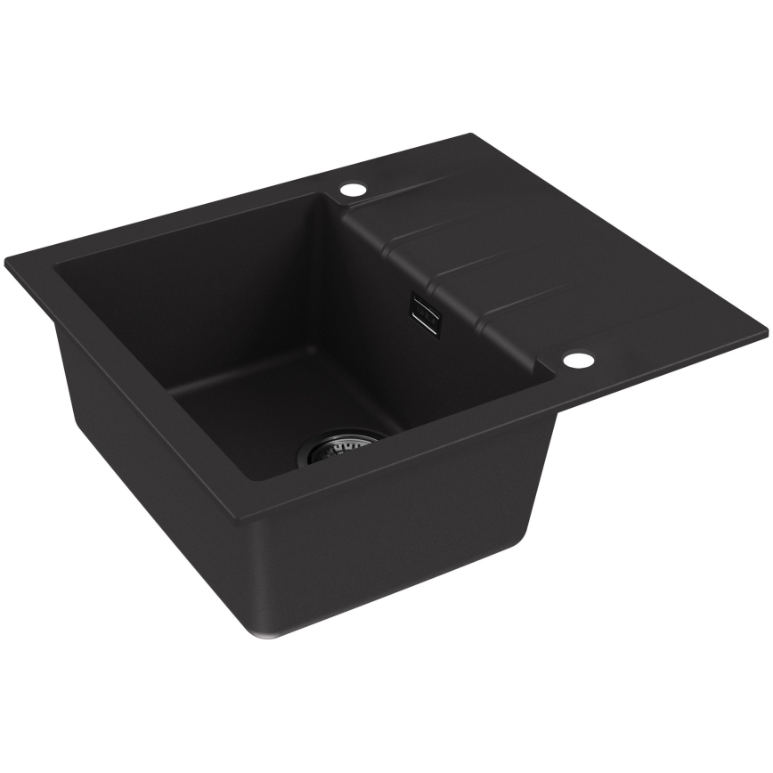 ALVEUS SETA23230 - Kuchyňský dřez CADIT 59x50 cm + dřezová baterie s flexibilním ramínkem MINTAS 34 cm granit/matná černá